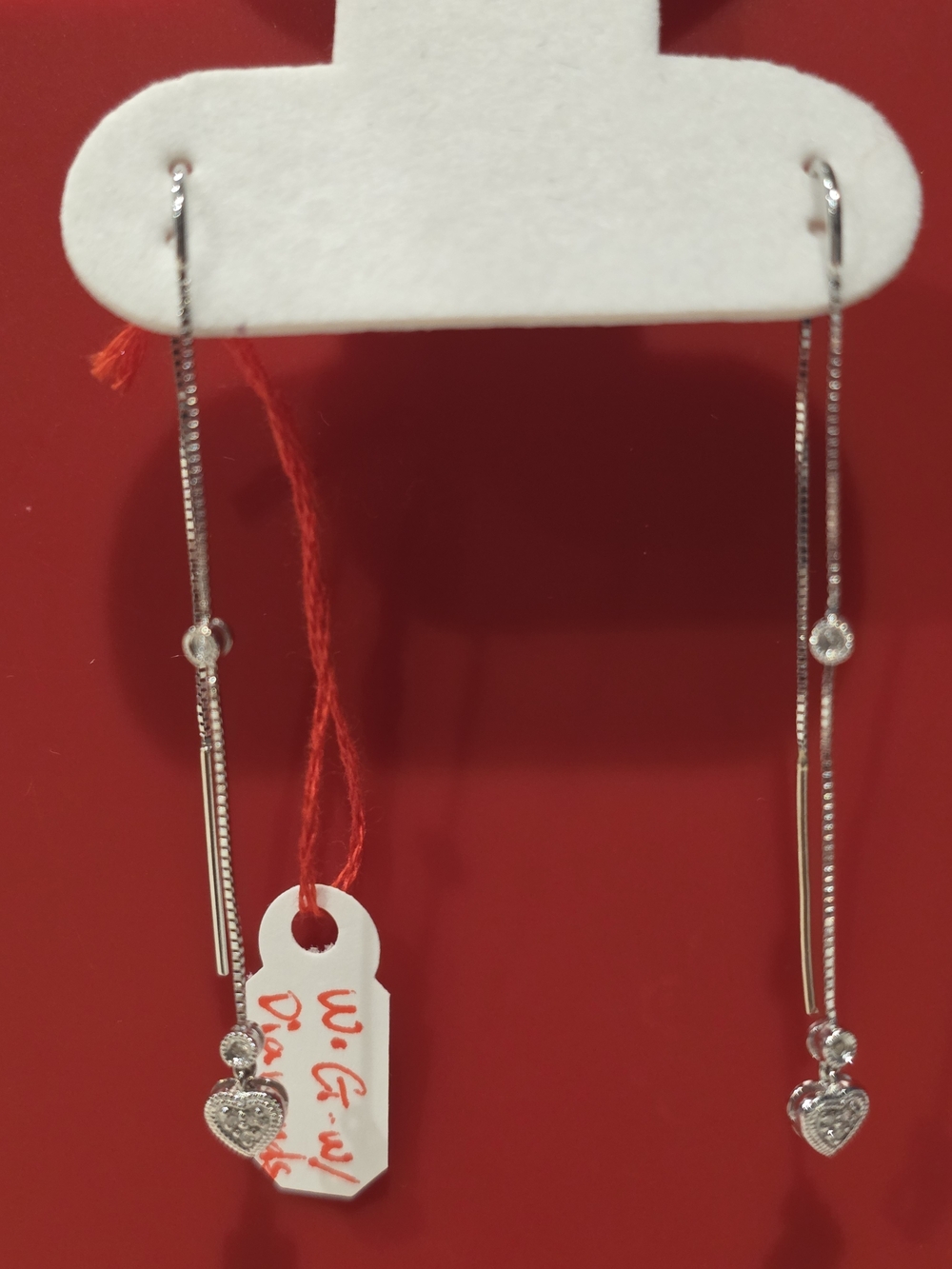 🍀✨️14K White Gold Threader Heart Earrings✨️🍀